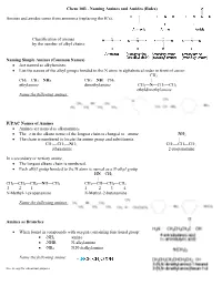 Naming Amines and Amides (Rules)