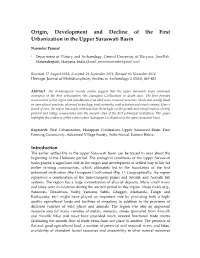 Origin, Development and Decline of the First Urbanization in the Upper Saraswati Basin