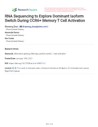 RNA Sequencing to Explore Dominant Isoform Switch During CCR6+ Memory T Cell Activation