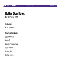 Buffer Overflows Buffer Overflows