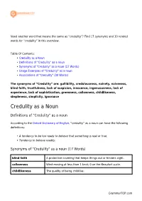 Credulity”? Find 17 Synonyms and 30 Related Words for “Credulity” in This Overview