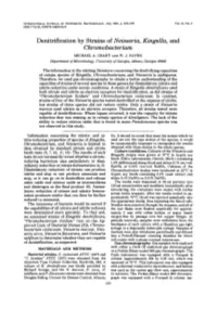 Denitrification by Strains of Neisseria, Kingezza, and Chromobacterium