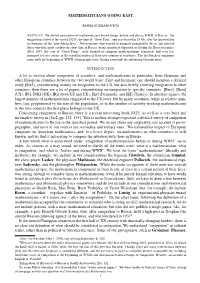 MATHEMATICIANS GOING EAST a Lot Is Written About Emigration Of