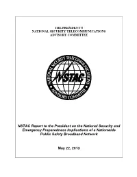 NSTAC Report to the President on the National Security and Emergency Preparedness Implications of a Nationwide Public Safety Broadband Network