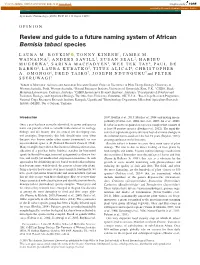 Review and Guide to a Future Naming System of African Bemisia Tabaci Species