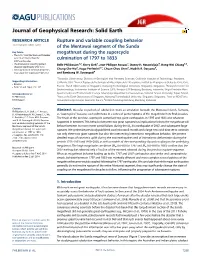 Rupture and Variable Coupling Behavior of the Mentawai Segment of the Sunda Megathrust During the Supercycle Culmination of 1797
