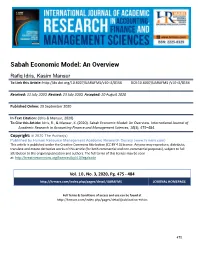 Sabah Economic Model: an Overview