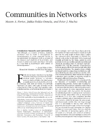 Communities in Networks Mason A