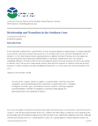 Dictatorship and Transition in the Southern Cone