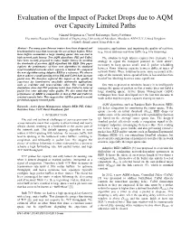 Evaluation of the Impact of Packet Drops Due to AQM Over Capacity Limited Paths