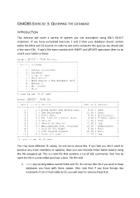 G64dbs Exercise 3: Querying the Database