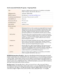 Impacts of Sedimentation and Drivers of Variability in the Boulder Patch