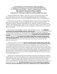 One Page Summary of Written Statement of Patricia Jo Boyers