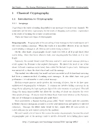 Section 1: Classical Cryptography