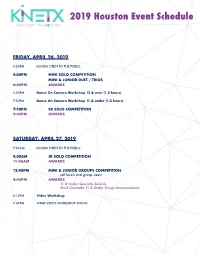 2019 Houston Event Schedule