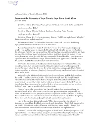 Administration of Barack Obama, 2013 Remarks at the University of Cape