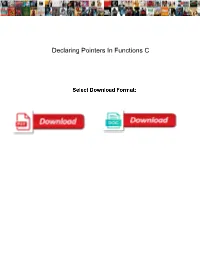 Declaring Pointers in Functions C