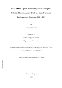 Does NOTA Option Availability Affect Voting in a Polarized Environment