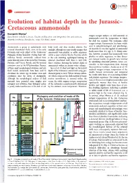 Evolution of Habitat Depth in the Jurassic– Cretaceous Ammonoids