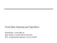 Finite-State Automata and Algorithms