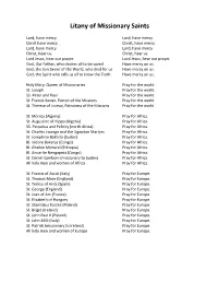 Litany of Missionary Saints