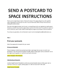Send a Postcard to Space Instructions