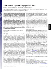 Structure of Saposin a Lipoprotein Discs