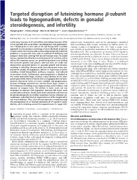 Targeted Disruption of Luteinizing Hormone Я-Subunit Leads To