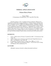 THERMAL APPLICATIONS NOTE Polymer Heats of Fusion
