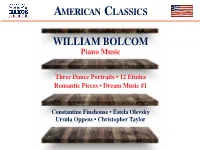 WILLIAM BOLCOM Piano Music