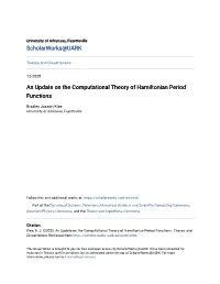 An Update on the Computational Theory of Hamiltonian Period Functions