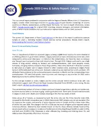 Canada 2020 Crime & Safety Report: Calgary