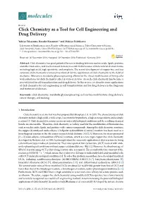 Click Chemistry As a Tool for Cell Engineering and Drug Delivery