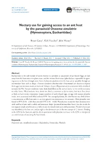 Nectary Use for Gaining Access to an Ant Host by the Parasitoid Orasema Simulatrix (Hymenoptera, Eucharitidae)