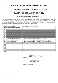 Notice of Uncontested Election