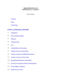 Professional Conduct, Miss. Rules Of