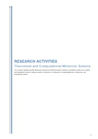 RESEARCH ACTIVITIES Theoretical and Computational Molecular Science