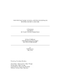 The Effects of Music on Pain: a Review of Systematic Reviews and Meta-Analysis