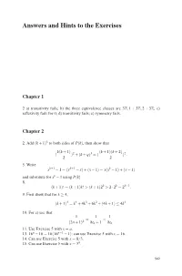 Answers and Hints to the Exercises