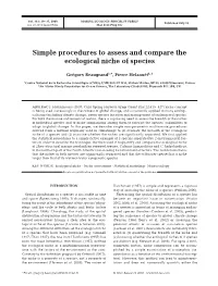 Simple Procedures to Assess and Compare the Ecological Niche of Species