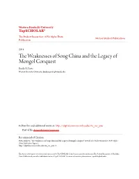 The Weaknesses of Song China and the Legacy of Mongol Conquest
