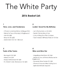 2016 the White Party Basket List for Print