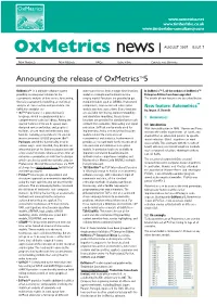 Announcing the Release of Oxmetricstm5