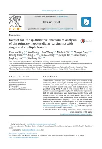Dataset for the Quantitative Proteomics Analysis of the Primary Hepatocellular Carcinoma with Single and Multiple Lesions