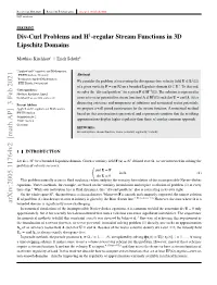Div-Curl Problems and H1-Regular Stream Functions in 3D Lipschitz Domains