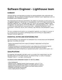 Software Engineer - Lighthouse Team