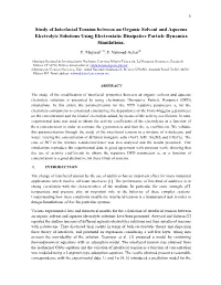 Study of Interfacial Tension Between an Organic Solvent and Aqueous Electrolyte Solutions Using Electrostatic Dissipative Particle Dynamics Simulations