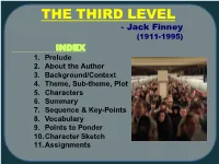 THE THIRD LEVEL - Jack Finney (1911-1995) INDEX 1