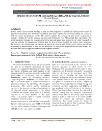 BASICS of QUANTUM MECHANICAL SPIN and Its CALCULATIONS Nischal Khanal *(SEDS Sxc, St