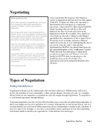 Negotiating Types of Negotiation